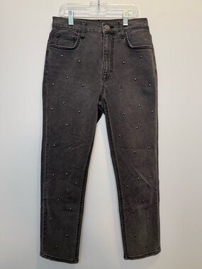Joie Pereh High Waist Studded Cropped Edgy Jeans in Washed Onyx Size 26